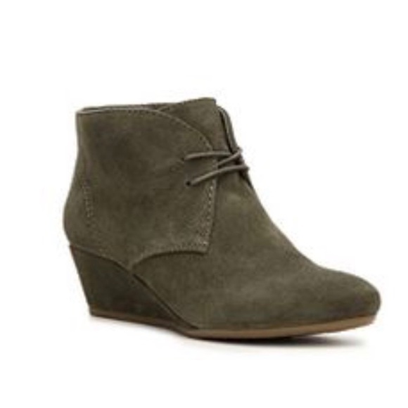 Nine West Shoes - NINE WEST Lazona Wedge Bootie - Olive Green Suede
